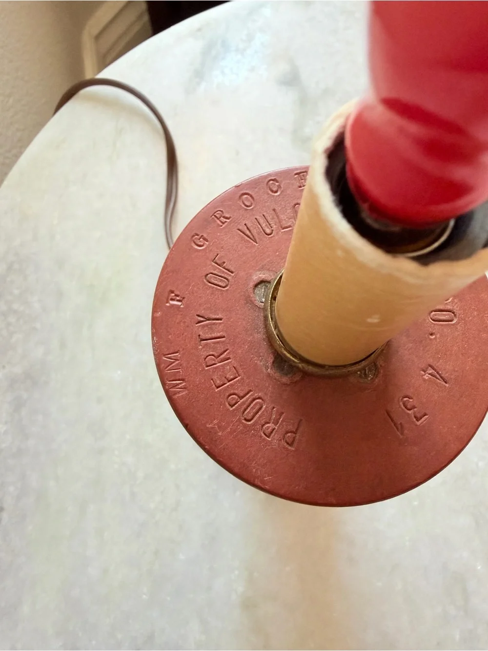 Wood Spool Electric Candle Lamp with Red-Yellow Flame